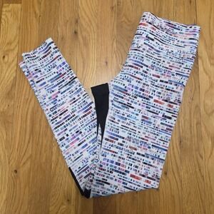 Lucas Hugh Womens Glitch Graphic Print Vibrant Multicolor Workout Leggings Small